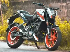 Motorbike parked by a road